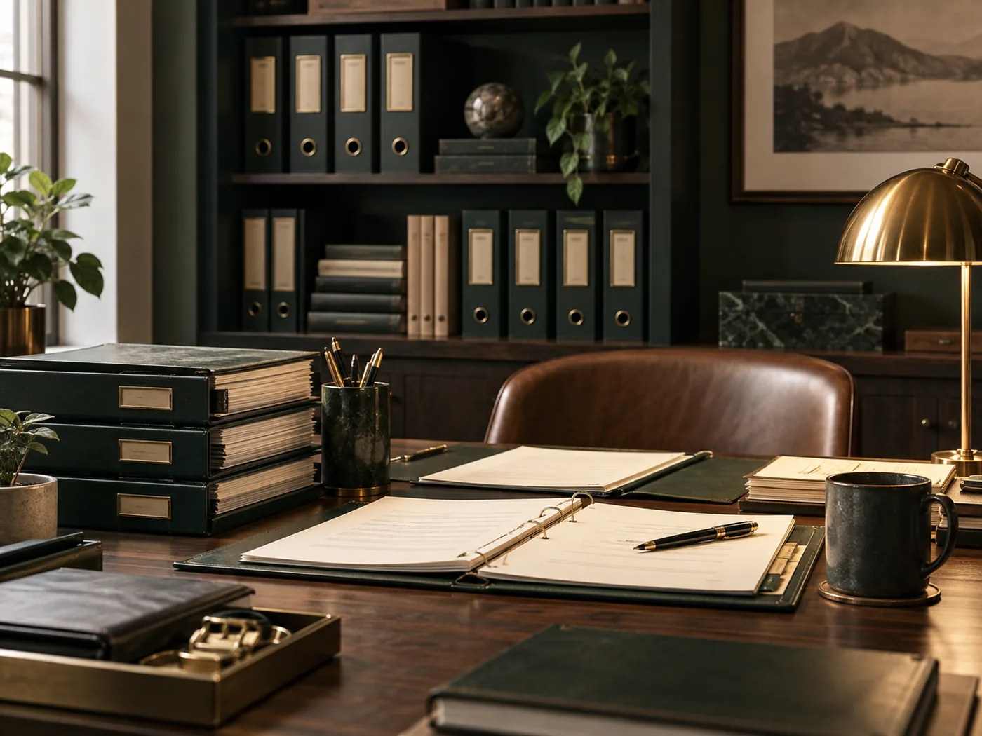Organised bid documents in a professional office